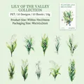 Watercolour lily of the valley PET flower stickers set for DIY scrapbooking - Green Vine Whispers