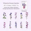 Floral PET stickers Wisteria Dream Garden purple flower set for DIY journal scrapbooking - Wisteria Dream Garden