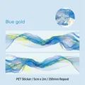 Διακοσμητική ταινία PET Blue gold με χρυσό φύλλο και κύκλο μοτίβου 350mm για ημερολόγια - Μπλε Χρυσό