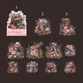 Juego de 10 pegatinas de PET impermeables con diseños de flores y troncos retro - Muñón Floral