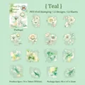Green botanical PET stickers with gold foil accents for journaling and DIY decor - Floral Splendor Series - Verdant Green