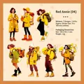 Serie de pegatinas Red Annie con 14 ilustraciones de chicas en tonos amarillos cálidos - Caminar y Parar