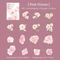 Pink Dream PET flower stickers with gold foil finish for DIY journaling and decoration - Floral Splendor Series - Pink Dream