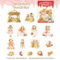 Autocollants PET Strawberry Little Hat, 15 pièces de motifs de filles et fraises mignonnes - Petit Chapeau Fraise