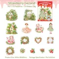 Set de 15 stickers PET Couronne de fraises pour décoration de journal DIY et scrap - Guirlande de fraises