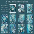 Carta per scrapbook invernale con fiocchi di neve blu e stile artistico vintage - Ombra di Neve della Notte d'Inverno