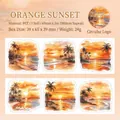 Orange Sunset PET decorative tape with tropical palm trees and watercolor seascape designs - Orange Sunset