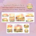 Sunset Flower Sea PET decorative washi tape with watercolor landscape for journaling - Sunset Flower Sea