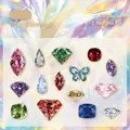 Holographic PET gemstone stickers pack with 30 multi-colored diamond shape designs - Star Diamond