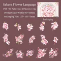 Pink Garden PET stickers set featuring 15 realistic cherry blossom floral patterns - Cherry Blossom