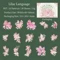 Pink lilac flower PET stickers, 30 pieces set for journal and scrapbooking decor - Lilac