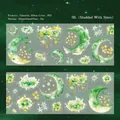 PET Dekoband Sternennacht mit grünem Mond und gelben Sternen für DIY Planer Sticker - Sternenbesetzt