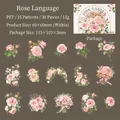 Pink Garden PET floral stickers set with 15 rose designs for scrapbooking and decoration - Rose