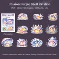 Elf Tribe purple shell theme stickers set with PET glitter finish for DIY journals - Phantom Purple Shell