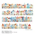 Washi Tape im Bunte Stadt Stil für DIY Journaling mit Aquarellgebäuden - Bunte Stadt
