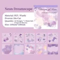 Neon Dream purple watercolor stickers in PET and washi paper for DIY journals - Night Neon