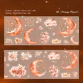 Ruban PET décoratif thème Orange Planet avec motifs aquarelle de lune et d'étoiles filantes - Balle Planète Orange
