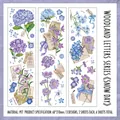 Vintage floral PET decorative tape stickers featuring blue hydrangea and envelopes 6pcs - Snowy Day / 6 Sheets (60x210mm)