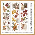 Retro botanical PET sticker set featuring 6 sheets of maple leaves and acorns motifs - Gleaning Wind / 6 Sheets (60x210mm)
