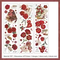 Vintage floral PET tape stickers featuring retro roses and botanical letters design - Vines / 6 Sheets (60x210mm)