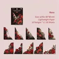 Collection de roses rétro autocollants de coin vintage scrapbooking lot de 20 - Motif Rose Rouge