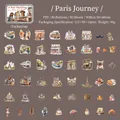 50-piece Paris Trip PET sticker set featuring watercolor landmarks and vintage icons - Paris Trip