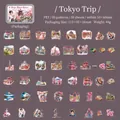 Set de 50 pegatinas de PET Tokyo Travel con monumentos japoneses y flores de cerezo - Viaje a Tokio