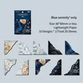 Blue Serenity retro corner stickers with vintage floral and butterfly motifs, 20 sheets - Blue Serenity