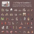 50pcs London theme PET stickers set featuring Big Ben and iconic landmarks for journaling - London Trip