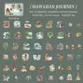 50pcs Hawaii travel PET stickers set with palm trees beach scenes and tropical flowers - Hawaii Trip