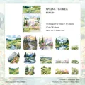Spring Wildflowers PET stickers set with 15 landscape watercolor nature designs for DIY journaling - Spring Flower Field