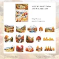 Autumn Forest theme PET stickers with watercolor mountain scenery for DIY journaling 30pcs - Autumn Mountains