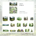 Natur-PET-Aufkleber mit 15 grünen Wald- und Bergmotiven für DIY-Scrapbooking und Basteln - Grüner Wald