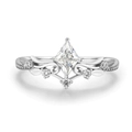 Bague en argent S925 avec zircon taille cerf-volant et motif de vigne florale - Taille US 6 / Or Blanc
