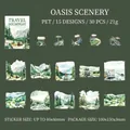 Pegatinas PET de viaje paisaje oasis con motivos bosque y montaña para scrapbooking DIY - Paisaje de Oasis