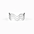 Detail shot of s925 sterling silver triple wavy ring showing modern minimalist layered design - Adjustable US Size 7 / White Gold
