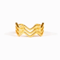 Minimalist S925 sterling silver triple wavy ring with adjustable golden finish - Adjustable US Size 7 / Gold