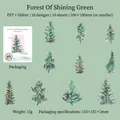 Σετ 10 αυτοκόλλητα PET Starry Forest με σχέδια από πεύκα και κυπαρίσσια δέντρων - Πράσινο Πεδίο Του Δάσους