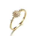 Bague élégante en argent sterling S925 doré avec motif flocon de neige hexagonal scintillant - Taille US 9 / Or