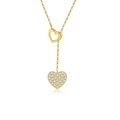 Elegante goldene S925 Silber Y-Halskette mit funkelnden Herzanhängern und Quasten-Effekt - 925 Silber (40+5cm) / Gold