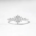Bague flocon de neige en argent sterling S925 élégante avec zircons étincelants - Taille US 6 / Or Blanc