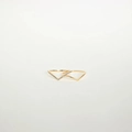 Set di anelli minimalisti a doppia V in oro con pietre di zircone scintillanti incastonate - Taglia 6 / Stile Zirconia