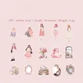 Mädchen Charakter PET Aufkleber für Scrapbooking mit 30 Stück Blumen- und Katzenmotiven - Blumendruck Brief