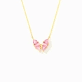Elegante collar de mariposa en plata S925 dorada con cristales rosas para mujer chic - Plata 925 (40+5cm) / Rosa