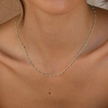 Minimalist S925 sterling silver gold plated necklace with blue enamel beads on a model - 925 Silver (40+5cm) / Gold Plated (Blue)