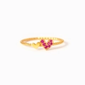 S925 zilveren vergulde ring met gedraaide band en roze pavé gezette hart hanger - US Maat 6 / Goud