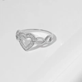 Anello cuore infinito in argento sterling S925 con pavé di diamanti su sfondo grigio - Taglia US 6 / Oro Bianco