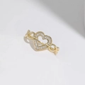 Elegante anello a cuore in argento sterling 925 placcato oro con zirconi lucenti - Taglia US 6 / Oro