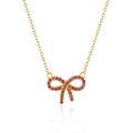 Elegante collana in argento sterling S925 dorato con ciondolo a fiocco in zircone rosa - Argento 925 (40+5cm) / Oro