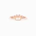 Eleganter roségoldener Kronenring für Damen mit vier funkelnden rosa Edelsteinen auf weißem Grund - US-Größe 6 / Roségold